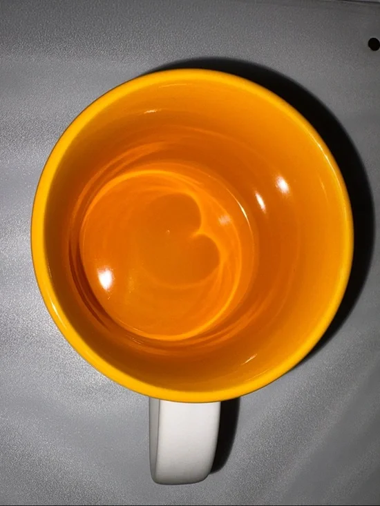 Large White Ceramic Coffee Mug with Yellow Interior - Home Dining - Picture 3 of 3